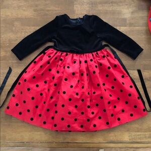 Charming Black and Red Polka Dot Kids Dress Costume Dress